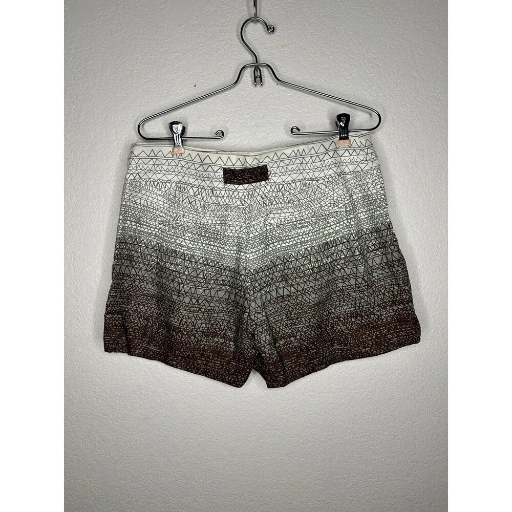 Anthropologie Coquille Ombré Scribble Short sz 4 Beige Brown Pleated Linen Blend - Picture 8 of 11